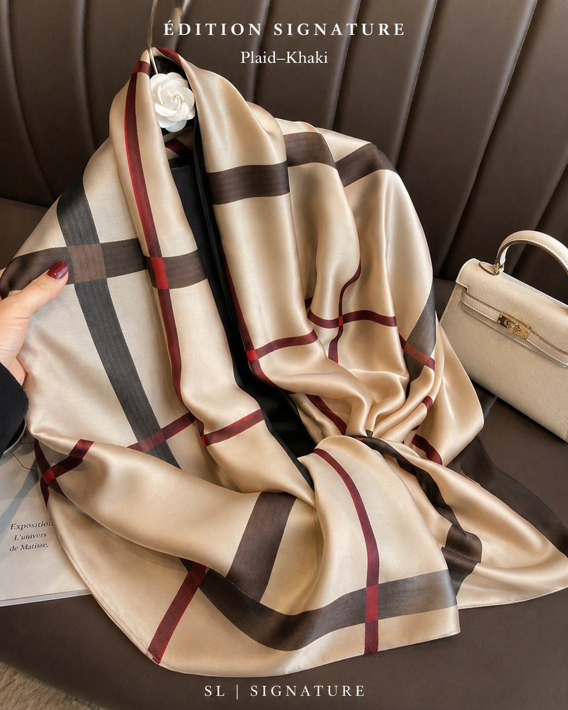Foulards Carreaux Khaki